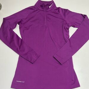 Womens Nike Pro Combat Dri Fit quarter zip long sleeve Magenta therma-fit small